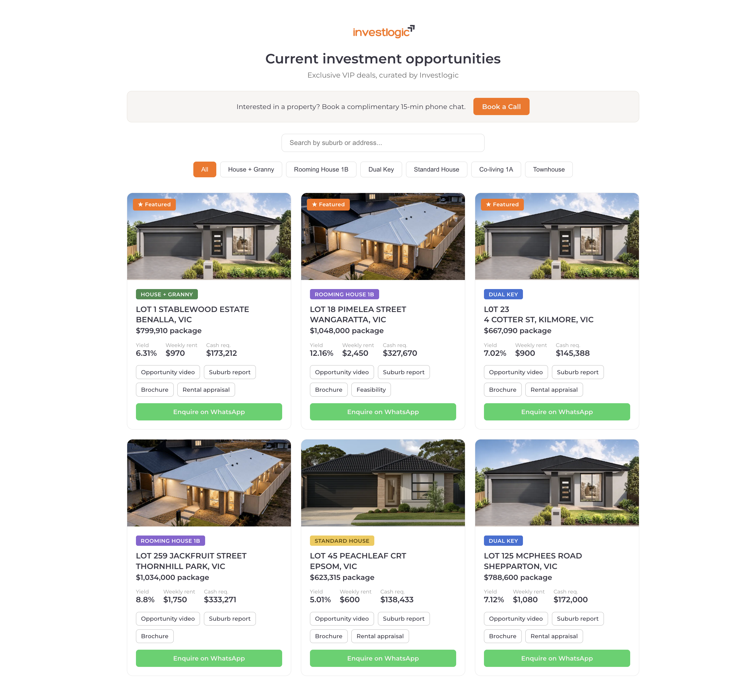 Investlogic Investment Opportunities Dashboard preview